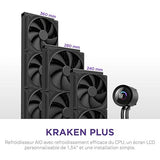 NZXT Kraken Plus 280 – AIO CPU Liquid Cooler – 280mm Radiator – 2 x F140P Fans – Customizable 1.54 Square LCD – AMD® AM5, AM4 – Intel® LGA 1851/1700, 1200/115X – Black 280mm Radiator Kraken Plus Black