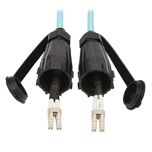 Tripp Lite 10Gb Fiber Patch Cable, Industrial Duplex Multimode 50/125 OM3 Fiber Optic, LC to LC Fiber Cable, IP68, Aqua, 2 m (6.6 ft) (N820-02M-IND)