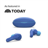 Belkin Soundform Nano - Bluetooth Earbuds for Kids with Built-in Microphone, 24H Battery Life, 85dB Safe Volume Limit - Kids Bluetooth Earbuds for iPhone, iPad, Galaxy & More - Blue
