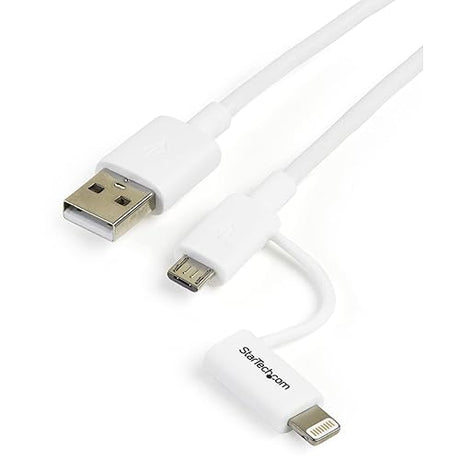 STARTECH 3' Apple Lightning or Micro USB to USB Cable for iPhone/iPod/iPad, White (LTUB1MWH) White Adapter w/ 3ft Cable