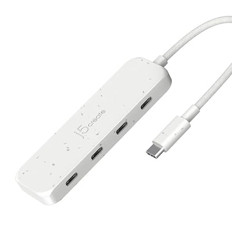 j5create 4-in-1 USB-C to 4-Port Type-C Hub(Eco-Friendly), USB-C Hub with 10 Gbps USB-C | Compatible with MacBook Pro, MacBook Air, iPad, Mac Mini and More Type C Devices and More(JCH345EW) Natural White