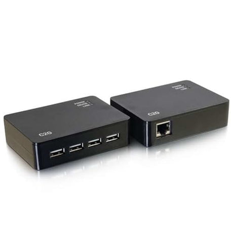 C2G USB Extender, 4 Port USB 2.0 over Cat5/6, up to 150 Feet (45.72 Meters), Black, Cables to Go 54285 USB 4 Port Extender