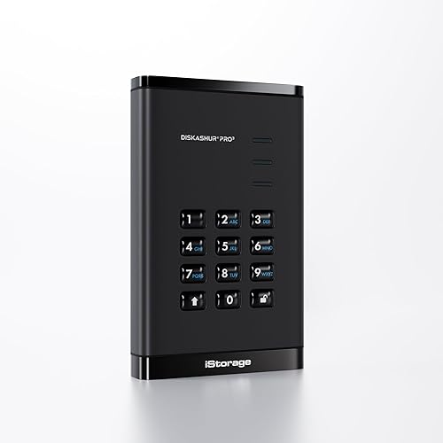 iStorage diskAshur PRO3 HDD 4TB - Secure Portable Hard Drive - FIPS Level 3 Certified - Password Protected - Dust/Water-Resistant - Hardware encryption 4TB HDD