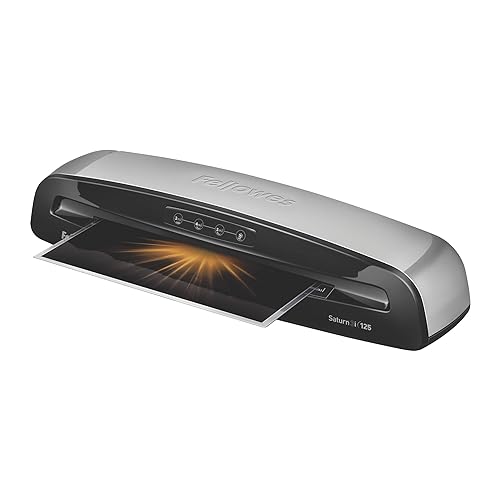 Fellowes Saturn Laminator with Pouch Starter Kit, Silver, 12.5 Inch, 5736601 & Thermal Laminating Pouches, Letter, 5 mil, 200 Pack (5743601) 12.5 Inch Laminator + Laminating Pouches, 5743601