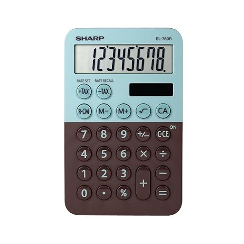 Sharp El-760R 8-Digit Desktop Calculator with Tax, Percent and Square Root Keys, and A Large LCD Display, Perfect for Home and Office Use (Mint Chocolate)