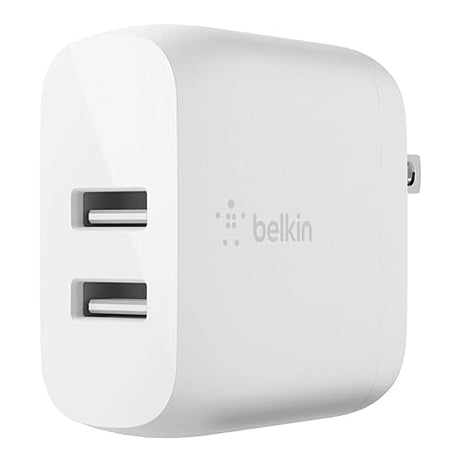 Belkin 24W Dual Port USB Wall Charger - Micro USB Cable Included - iPhone Charger Fast Charging - USB Charger Block for Power Bank, Portable Speakers, Wireless Headphones, Smartphones, and more Includes mUSB Cable Charger