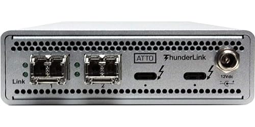 ATTO Technology, Inc. Dual 40Gb to Dual 10Gb Ethernet Thunderbolt 3 Adapter, SFP Plus Included