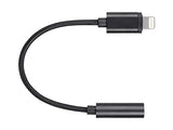 Monoprice MFi Certified Lightning to 3.5mm Audio Adapter - Black, Nylon Braided, Works with Any Apple Lightning Device