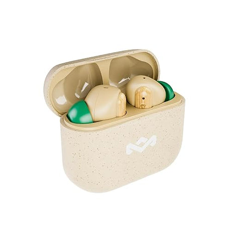 House of Marley Little Bird True Wireless Earbuds, Touch Controls, Built-in Mic, 24 Hours Playtime with Case, USB-C Quick Charge, Sustainable Materials, Movie and Gaming Mode, Cream