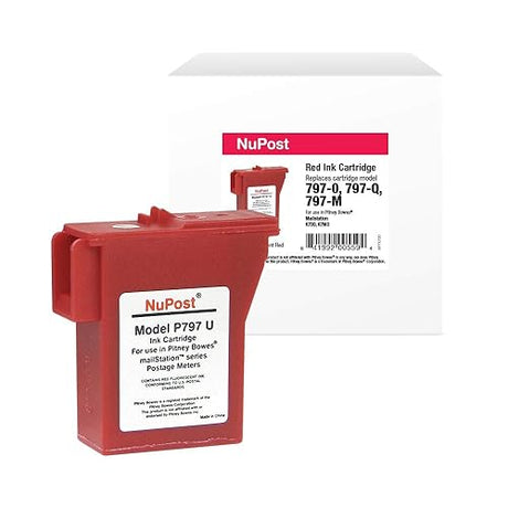 NuPost NPTK700 Compatible Red Ink Cartridge Replacement for Pitney Bowes Postage Meter 797-0, 797-M, 797-Q (Red)