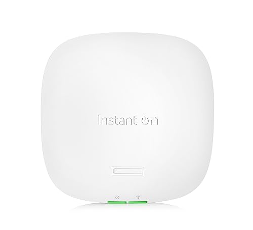 HPE Networking Instant On Access Point AP22 2x2 WiFi 6 Indoor Wireless Access Point | Long Range, Secure, Smart Mesh Support | Power Source Included | US Model (R6M49A) Power Adapter Included