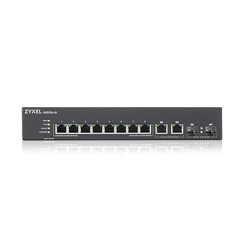 Zyxel 8-Port Gigabit Ethernet Layer 2 Managed Switch - Fanless Design with 2 Gigabit Combo Ports and Hybrid Cloud Mode [GS2220-10] GS2220-10-US0101F