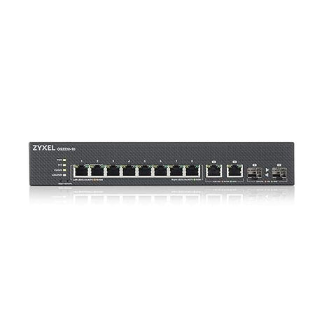 Zyxel 8-Port Gigabit Ethernet Layer 2 Managed Switch - Fanless Design with 2 Gigabit Combo Ports and Hybrid Cloud Mode [GS2220-10] GS2220-10-US0101F