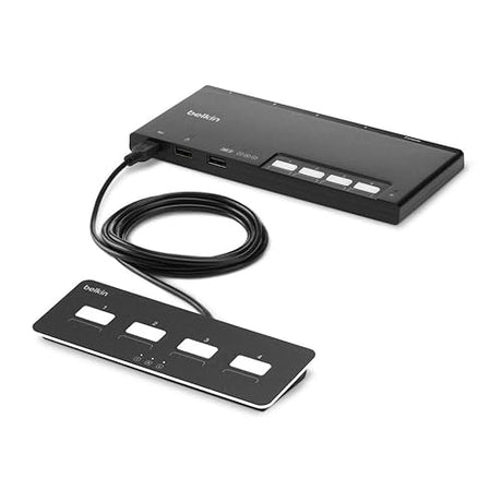 Belkin 4-Port Modular Secure KM Switch PP4.0 W/Remote - 4 Computer(s) - 1 Local User(s) - 4 x USB - Desktop, Wall Mountable - TAA Compliant