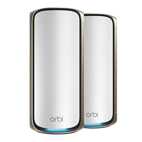 NETGEAR Orbi 970 Series Quad-Band WiFi 7 Mesh Network System (RBE972S) - Router + 1 Satellite Extender, Security Features, 27 Gbps, 6,600 sq. ft., 200 Devices, 10 Gig Internet Port – Free Expert Help WiFi 7 2-Pack