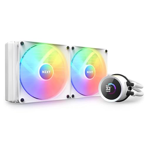 NZXT Kraken 280 RGB - RL-KR280-W1 - 280mm AIO CPU Liquid Cooler - Customizable 1.54" Square LCD Display for Images, Performance Metrics - High-Performance Pump - 2 x F140 RGB Core Fans - White Kraken RGB 2023 280mm Radiator White