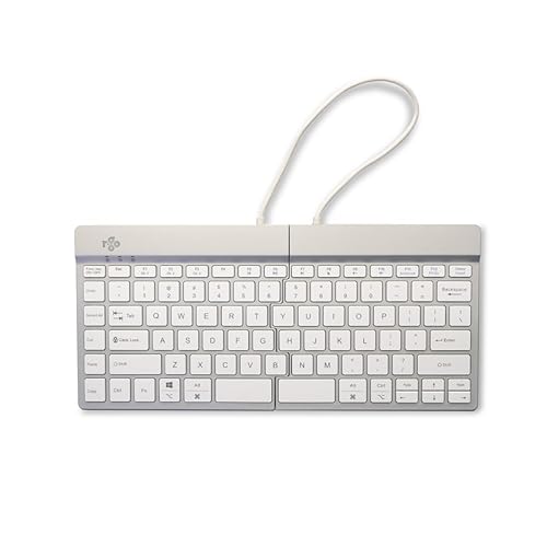 R-Go Split Keyboard, Scissor Mechanism, Anti-Carpal Tunnel, 2-Piece Ergonomic Design with Switching Software, Ultra Thin, QWERTY (US) Layout, Bluetooth 5.0, Compatible with Windows/Mac, White