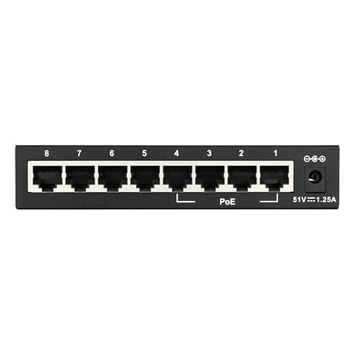D-Link Fast Ethernet Switch, 8 Port Unmanaged w/ 4 PoE Ports (802.3AF) Desktop Network Internet 10/100 Plug n Play (DES-1008PA) 8-Port PoE Fast Ethernet