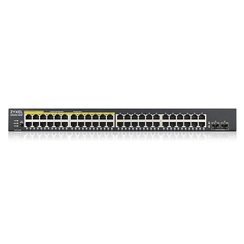 Zyxel 48-Port PoE Gigabit Switch | Smart-Managed | 24x PoE+ @170W | 2X SFP | Rackmount [GS1900-48HPV2] 50 Port | 24x POE+ 170W | 2x SFP