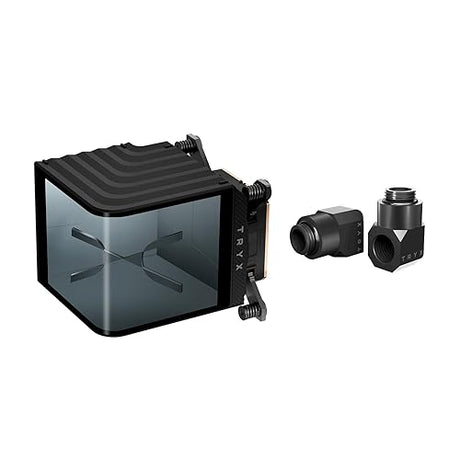 TRYX Panorama WB CPU Water Block, Curved 2K AMOLED Display, Microchannel Fins, Copper Base, G1/4” Threaded Outlet, VRM Fan, Intel LGA 1851/1700 AMD AM5/AM4 Black