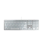 Cherry KC 6000 C Slim Keyboard Made with Mac Layout. Scissor Tech Typing for Near Silent. Alternative to Magic Keyboards. USB-C Wired. US Layout White and Silver.