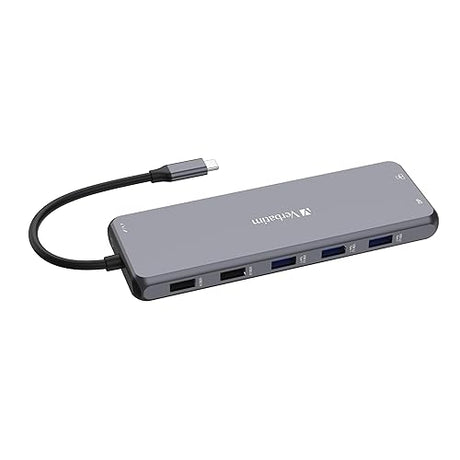 Verbatim 13 in 1 USB Type-C Hub for PD Rapid Charging, Supports USB PD, USB-C Port, Supports 8K (30Hz), 5Gbps Data, HDMI 8K (30Hz) x 2, DP, Audio, Internet, USB-A (3.2 Gen1), 3 USB-A (3.2 Gen2), USB-A