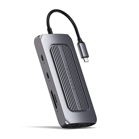 Satechi USB C Hub Multiport Adapter MX with Dual 4K HDMI, 100W USB C PD Charging, 1x USBC and 2X USB-A Data Ports, Ethernet, Micro/SD Card Readers, for MacBook & Windows