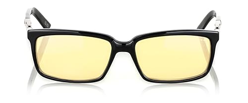 Gunnar Optiks HAU-00101 Haus Full Rim Advanced Computer Glasses with European Modernistic Detailing and Amber Lens Tint, Onyx Frame Finish