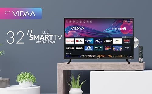 Supersonic SC-3226SDVD 32-inch LED Smart HDTV w/DVD Player, ATSC & NTSC System, 3X HDMI, 1080p, WiFi, USB, Multi Language OSD, AC/DC Compatible for Home, Kitchen, or RV Camper, DC Car Cord Included SC-3226DVD –32” Smart TV/DVD Combo