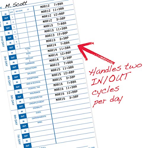 Pyramid Time Systems - 30% Recycled Time Cards (35100-10MB) for Pyramid Models 3500, 3500SS, 3600SS, and 3700 Time Clock and Document Stamp, Single Sided Time Sheets (4 X 9 in) - 1000 Time Cards 1000 pk