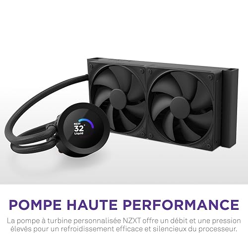 NZXT Kraken Plus 280 – AIO CPU Liquid Cooler – 280mm Radiator – 2 x F140P Fans – Customizable 1.54 Square LCD – AMD® AM5, AM4 – Intel® LGA 1851/1700, 1200/115X – Black 280mm Radiator Kraken Plus Black