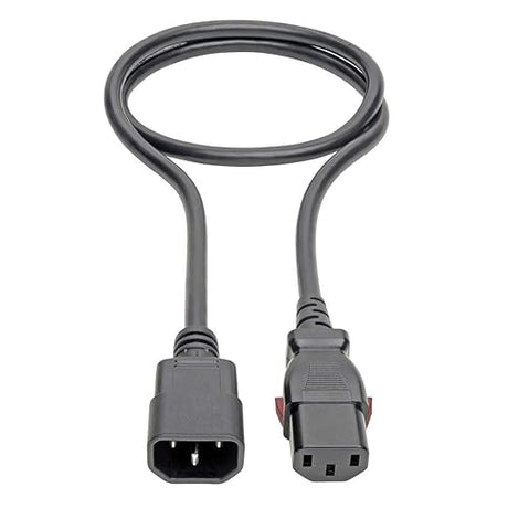 Tripp Lite Computer Power Cord Extension (C14 to C13 Power Cord), Locking C13 Connector, 10A, 100-250V, 18AWG, 3 ft. (P004-L03)
