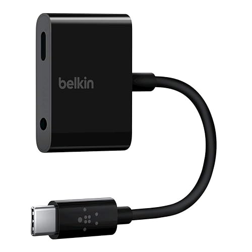 Belkin Rockstar 3.5mm Audio + USB-C Charge Adapter (USB-C Audio Adapter for Note10, Pixel 3, Pixel 3XL, Ipad Pro and More) 3.5mm Audio + Charge