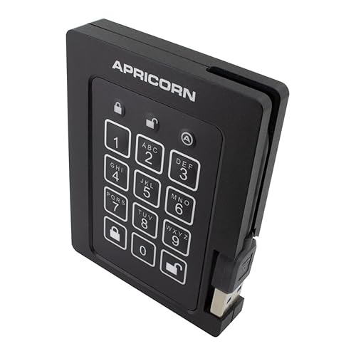 Apricorn 4TB Aegis Padlock SSD 256-Bit, FIPS 140-2 Level 2 Validated Ruggedized USB 3.0 Encrypted External Portable Drive (ASSD-3PL256-4TBF)