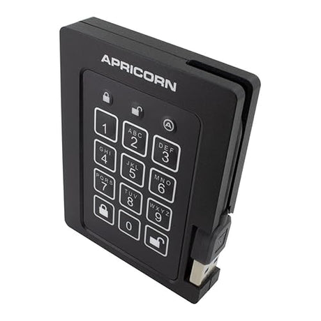 Apricorn 4TB Aegis Padlock SSD 256-Bit, FIPS 140-2 Level 2 Validated Ruggedized USB 3.0 Encrypted External Portable Drive (ASSD-3PL256-4TBF)