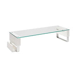 Tripp Lite Monitor Stand with 5 USB Ports & Audio Ports, Glass Top Desk Riser, Adjustable Height, Smartphone Stand | Laptop Computer iMac Stand - Office & Desk Organizer | 5-Year Warranty (MR248USBG)