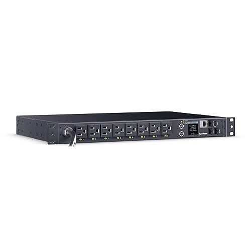 CyberPower PDU41021 Switched PDU, 100-120V, 15A (Derated to 12A), 16 Outlets, 1U Rackmount, 12 Foot Power Cord