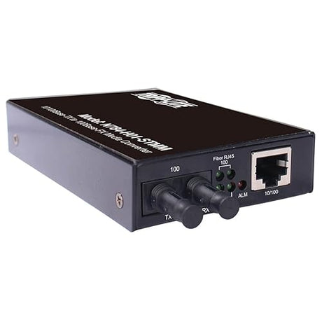 Tripp Lite Network Copper RJ45 Ethernet to Fiber ST Duplex Multimode Extender Converter, 1310nm Wavelength, Hardened Housing, 10/100 Mbps, Extend 1.2 Miles / 2 Km, 2-Year Warranty (N784-H01-STMM)