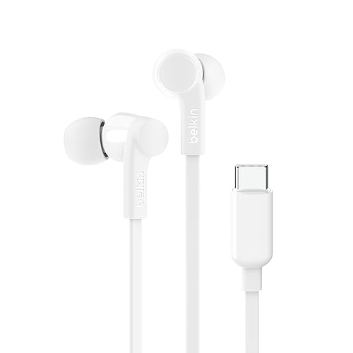 Belkin in-Ear USB-C Headphones w/Mic Control - S, M, and L, White (G3H0002btWHT) White USB-C