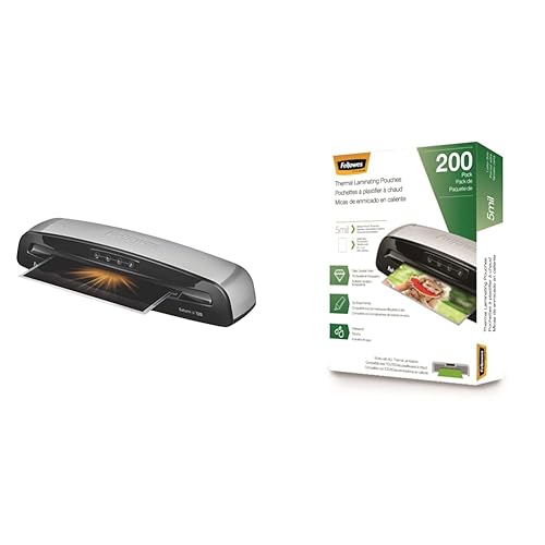 Fellowes Saturn Laminator with Pouch Starter Kit, Silver, 12.5 Inch, 5736601 & Thermal Laminating Pouches, Letter, 5 mil, 200 Pack (5743601) 12.5 Inch Laminator + Laminating Pouches, 5743601