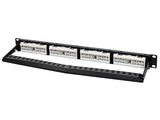 Monoprice 24-Port Cat6 Unshielded UL Listed Patch Panel, 1U, 110/Dual IDC, with Wire Support Bar, Metal Front, PoE+ (TAA), T568A/B, 22-24 AWG, Gold Plated Contacts, Black