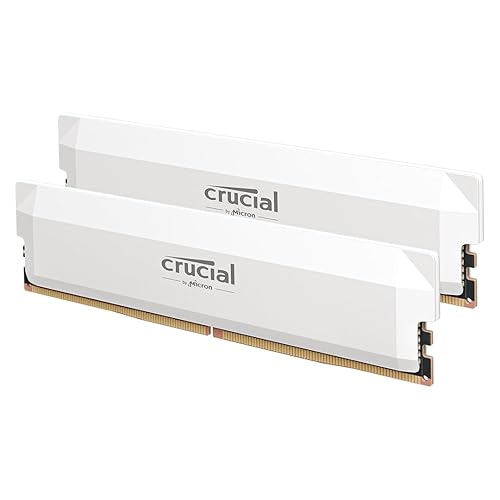 Crucial Pro DDR5 RAM 32GB Kit (2x16GB) CL36 6000MHz, Overclocking Desktop Gaming Memory, Intel XMP 3.0 & AMD Expo Compatible – White CP2K16G60C36U5W 32GB Kit (2x16GB) White