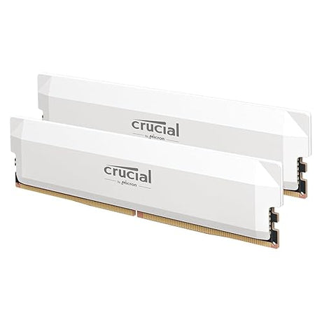 Crucial Pro DDR5 RAM 64GB Kit (2x32GB) 6000MHz CL40, Overclocking Desktop Gaming Memory, Intel XMP 3.0 & AMD Expo Compatible – White CP2K32G60C40U5W