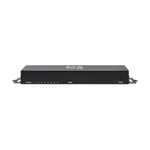 Tripp Lite Series 8-Port HDMI Splitter, 4K@60Hz, 1 in 8 Out, Mirror/Duplicate Only, Multi-Resolution Support, Mounting Kit, International Power Adapter, Plug-and-Play, 1-Year Warranty (B118-008-4K)
