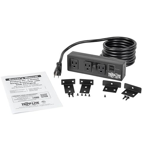 Tripp Lite TLP310USBS Computer Surge Protector, Black Mounting Bracket