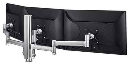 Atdec Triple Monitor arm Desk Mount - Flat and Curved up to 24in - VESA 75x75, 100x100 - Built-in arm Rotation Limiter - Quick Display Release - Tool-Free Adjustable Monitor Height, tilt, pan AWMS-3-13714-F-W