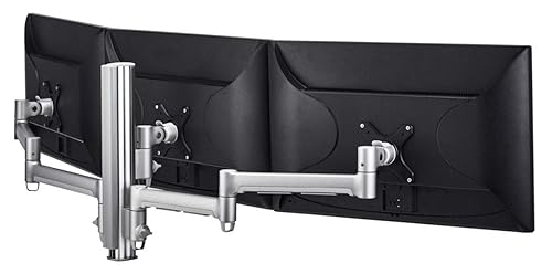 Atdec Triple Monitor arm Desk Mount - Flat and Curved up to 24in - VESA 75x75, 100x100 - Built-in arm Rotation Limiter - Quick Display Release - Tool-Free Adjustable Monitor Height, tilt, pan AWMS-3-13714-F-W