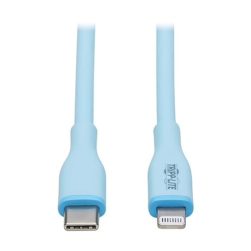 Tripp Lite Safe-IT USB-C to Lightning Charge Cable for iPhone & iPad, Male-to-Male Cable, MFi Certified, Light Blue, 3 Feet / 0.9 Meters, 2-Year Warranty (M102AB-003-S-LB) USB-C to Lightning 3 Feet / 0.9 Meters