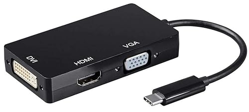 Monoprice USB Type-C to 4K HDMI, Single Link DVI, and VGA Passive Adapter, Black