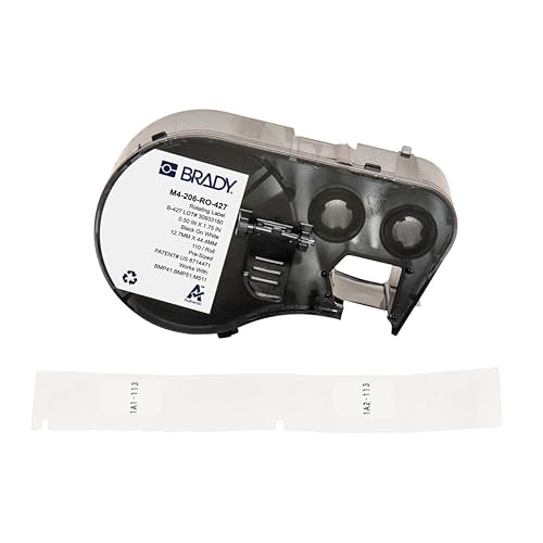 Brady B-427 - Label - for BMP41, BMP51, M511, M410, M510 on Black on White, Clear, 44.45mm (Pack of 110)